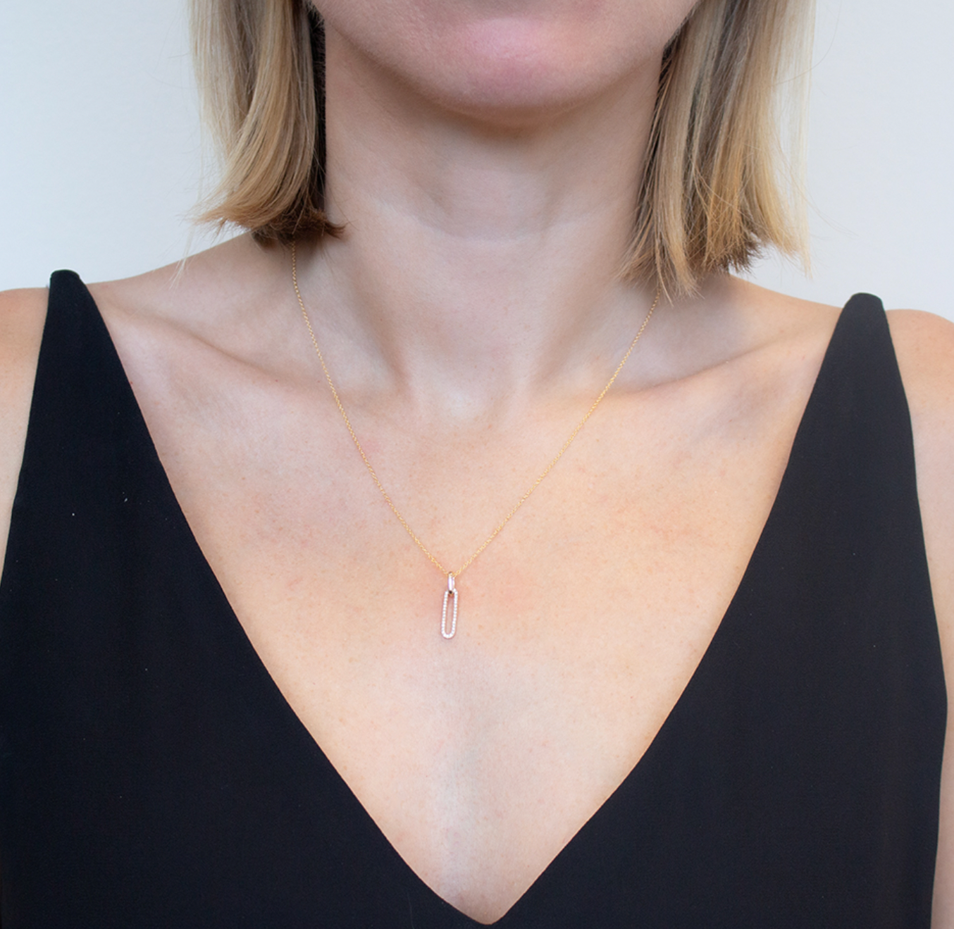 Diamond Paperclip Pendant Necklace
