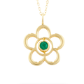 Emerald May Birthstone Flower Pendant Necklace