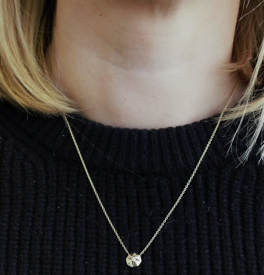 Folded Diamond Pendant Necklace